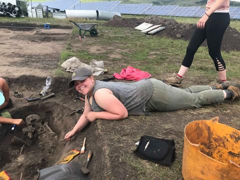 Elizabeth McGuire in the field during a summer excavation.